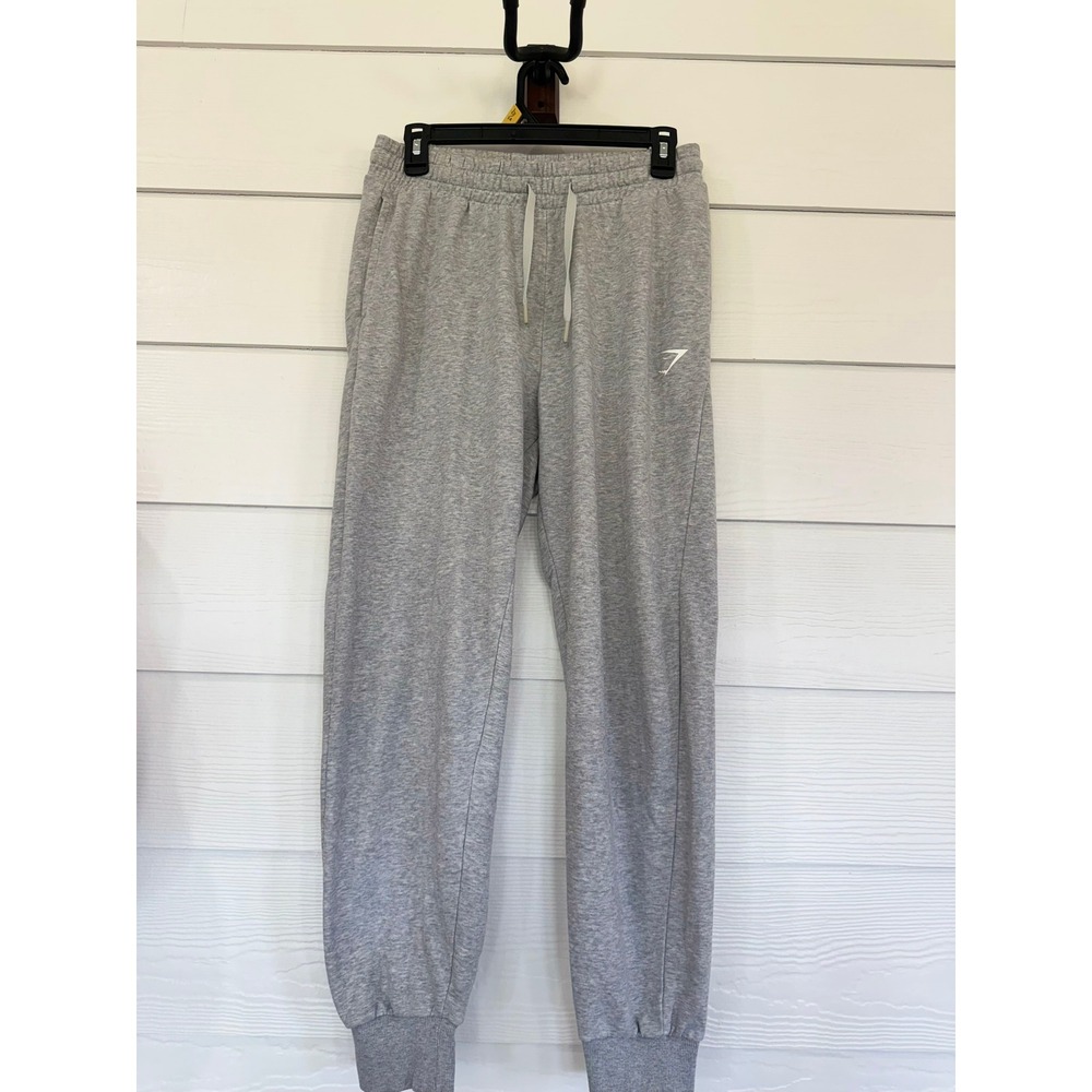 A- 055- Gymshark Crest Joggers Mens Medium Grey Marl Slim Fit Sweatpants
